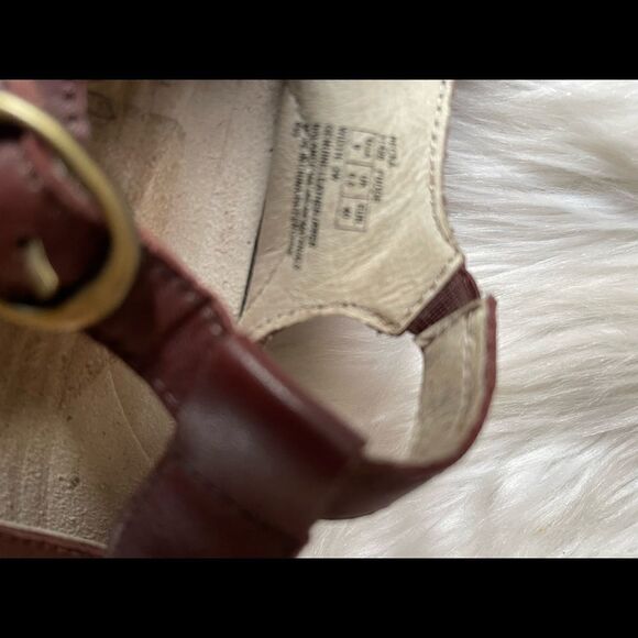 PW minor leather brown wedge adjustable Velcro strap sandals size 9 - Picture 8 of 10